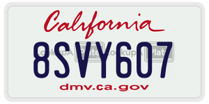 8SVY607  license plate in CA