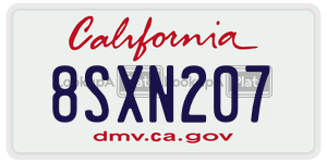 8SXN207 license plate in California