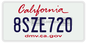 8SZE720 license plate in California