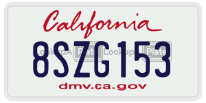 8SZG153  license plate in CA