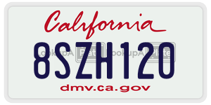 8SZH120 license plate in California