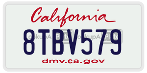 8TBV579 license plate in California