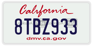 8TBZ933 license plate in California