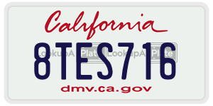 8TES716 license plate in California