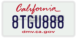 8TGU888  license plate in CA
