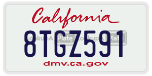 8TGZ591  license plate in CA