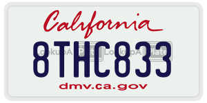 8THC833 license plate in California