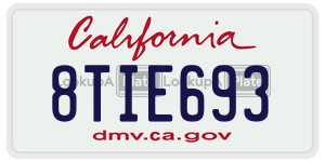 8TIE693 license plate in California