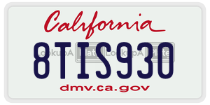 8TIS930  license plate in CA