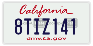 8TIZ141  license plate in CA