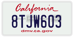 8TJW603 license plate in California