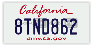 8TND862  license plate in CA