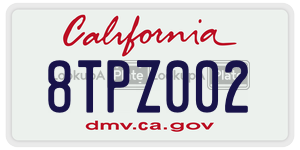 8TPZ002 license plate in California