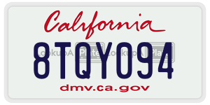 8TQY094  license plate in CA