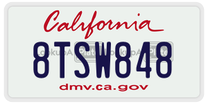 8TSW848 license plate in California