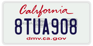 8TUA908 license plate in California