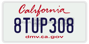8TUP308  license plate in CA
