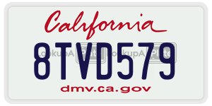 8TVD579 license plate in California