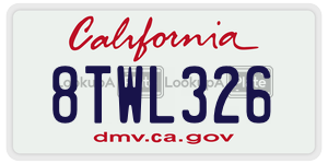 8TWL326 license plate in California