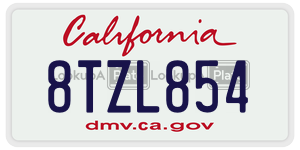 8TZL854 license plate in California