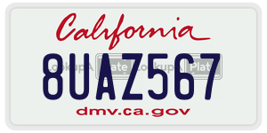 8UAZ567 license plate in California