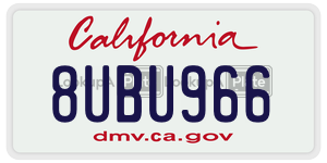 8UBU966  license plate in CA
