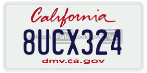 8UCX324 license plate in California