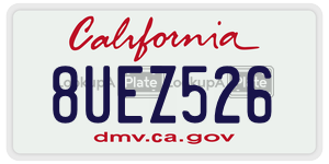 8UEZ526  license plate in CA