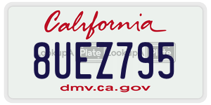8UEZ795 license plate in California