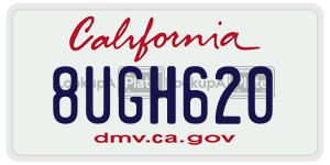 8UGH620  license plate in CA