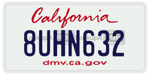 8UHN632 license plate in California