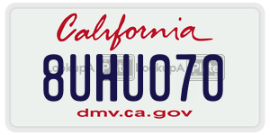 8UHU070  license plate in CA