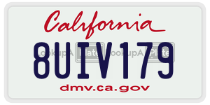 8UIV179 license plate in California