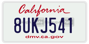 8UKJ541  license plate in CA