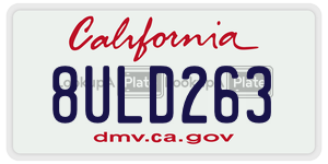 8ULD263  license plate in CA