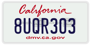 8UQR303 license plate in California