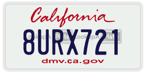 8URX721 license plate in California