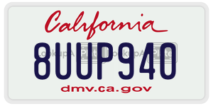 8UUP940  license plate in CA