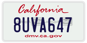 8UVA647 license plate in California