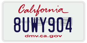 8UWY904 license plate in California