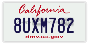 8UXM782 license plate in California