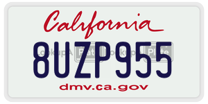 8UZP955 license plate in California