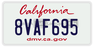 8VAF695 license plate in California