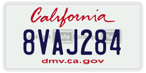 8VAJ284 license plate in California