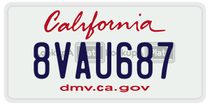8VAU687 license plate in California