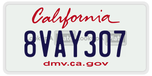 8VAY307 license plate in California