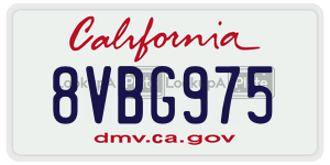 8VBG975  license plate in CA