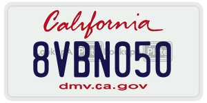 8VBN050 license plate in California