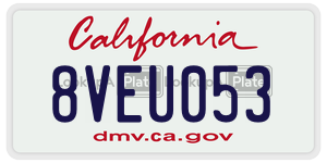 8VEU053 license plate in California