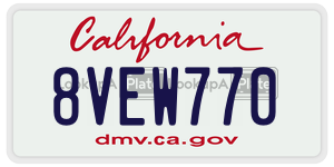 8VEW770 license plate in California